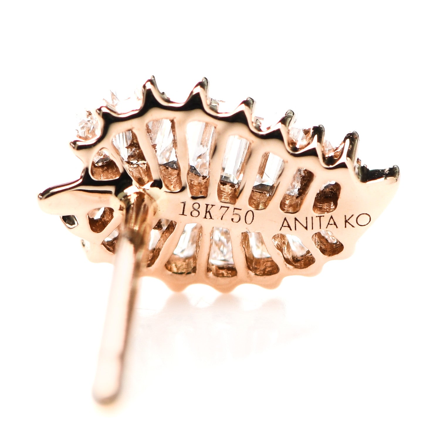 Anita Ko 18K Rose Gold Diamond Small Palm Leaf Earrings 4 of 5
