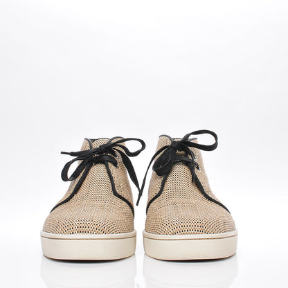 Christian Louboutin Mens Cotton Rafia Nono Flat Sneakers 45 Beige Black 3 of 9
