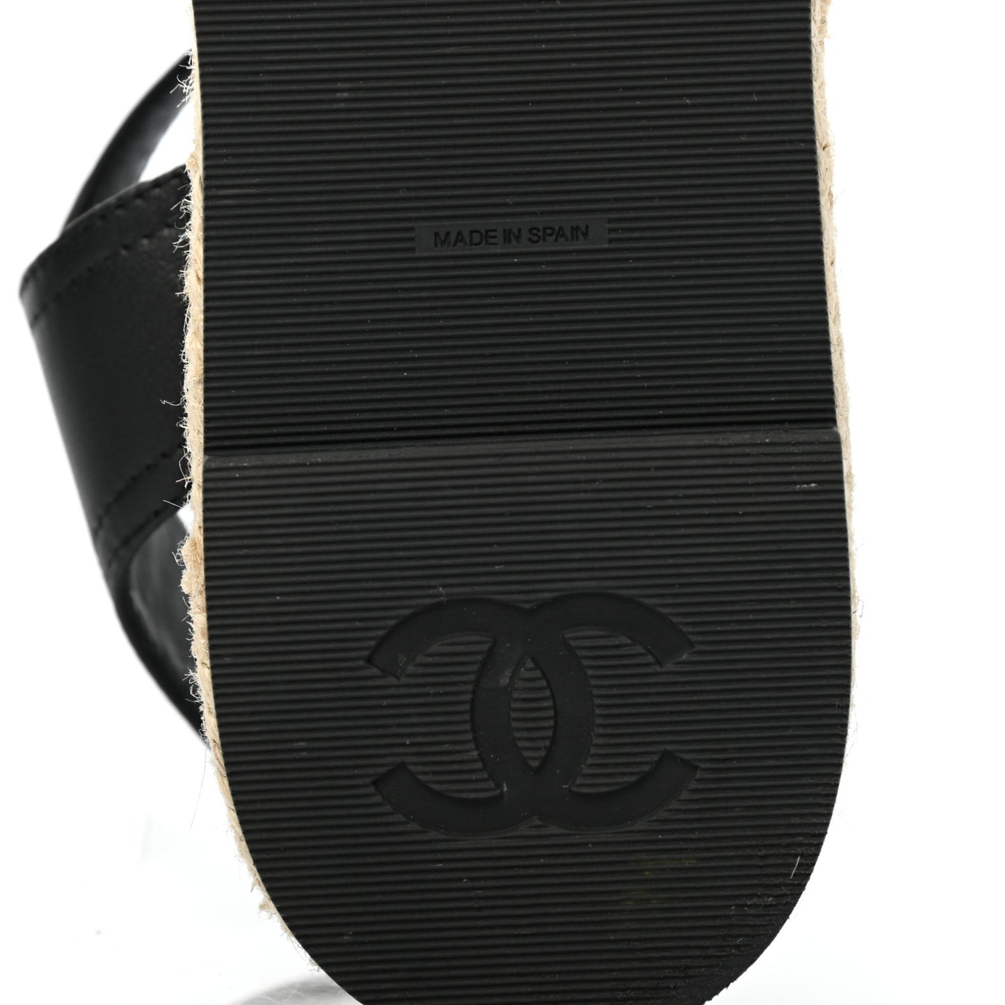 Lambskin Cap Toe CC Espadrille Sandals 38 Black