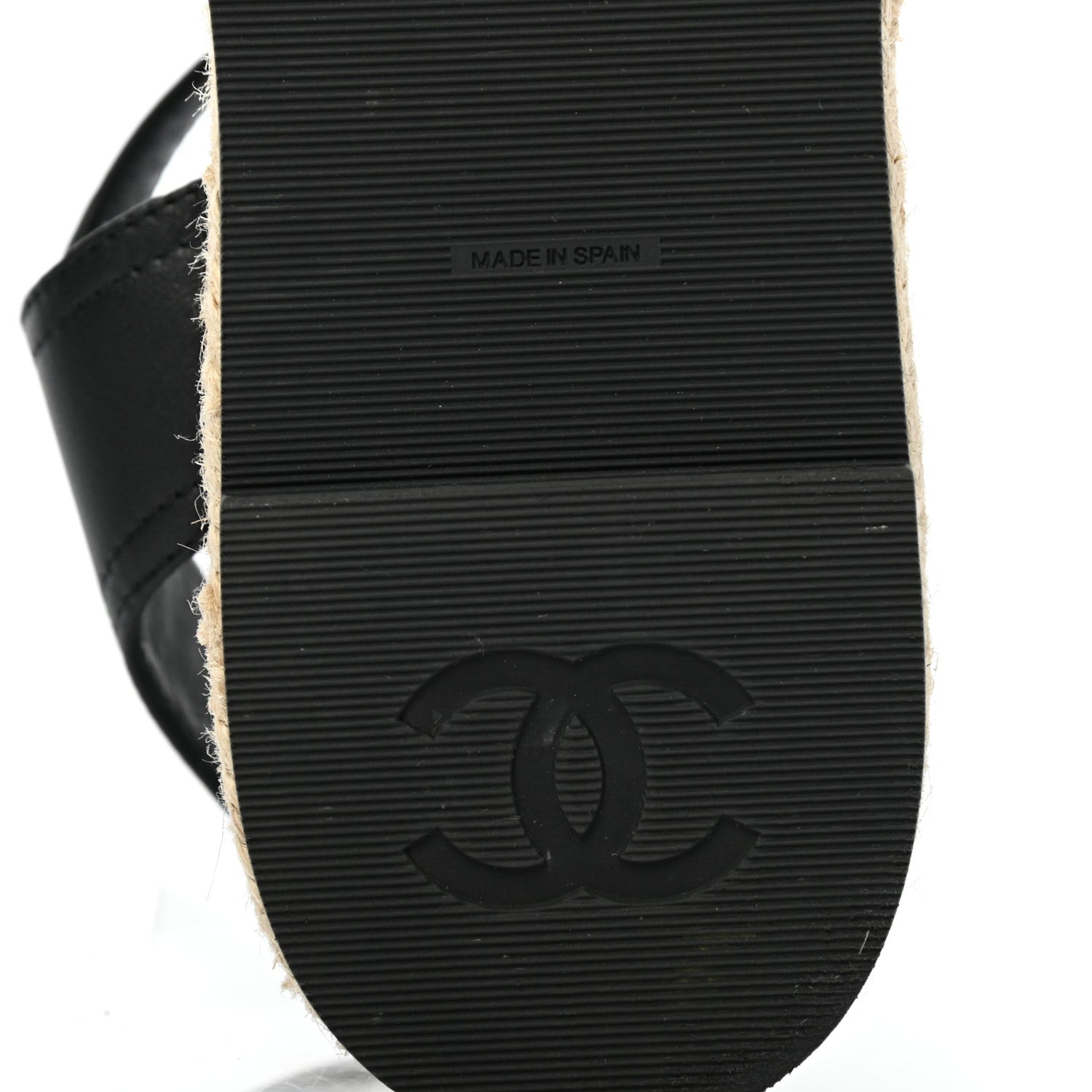Chanel Lambskin Cap Toe CC Espadrille Sandals 38 Black 6 of 8