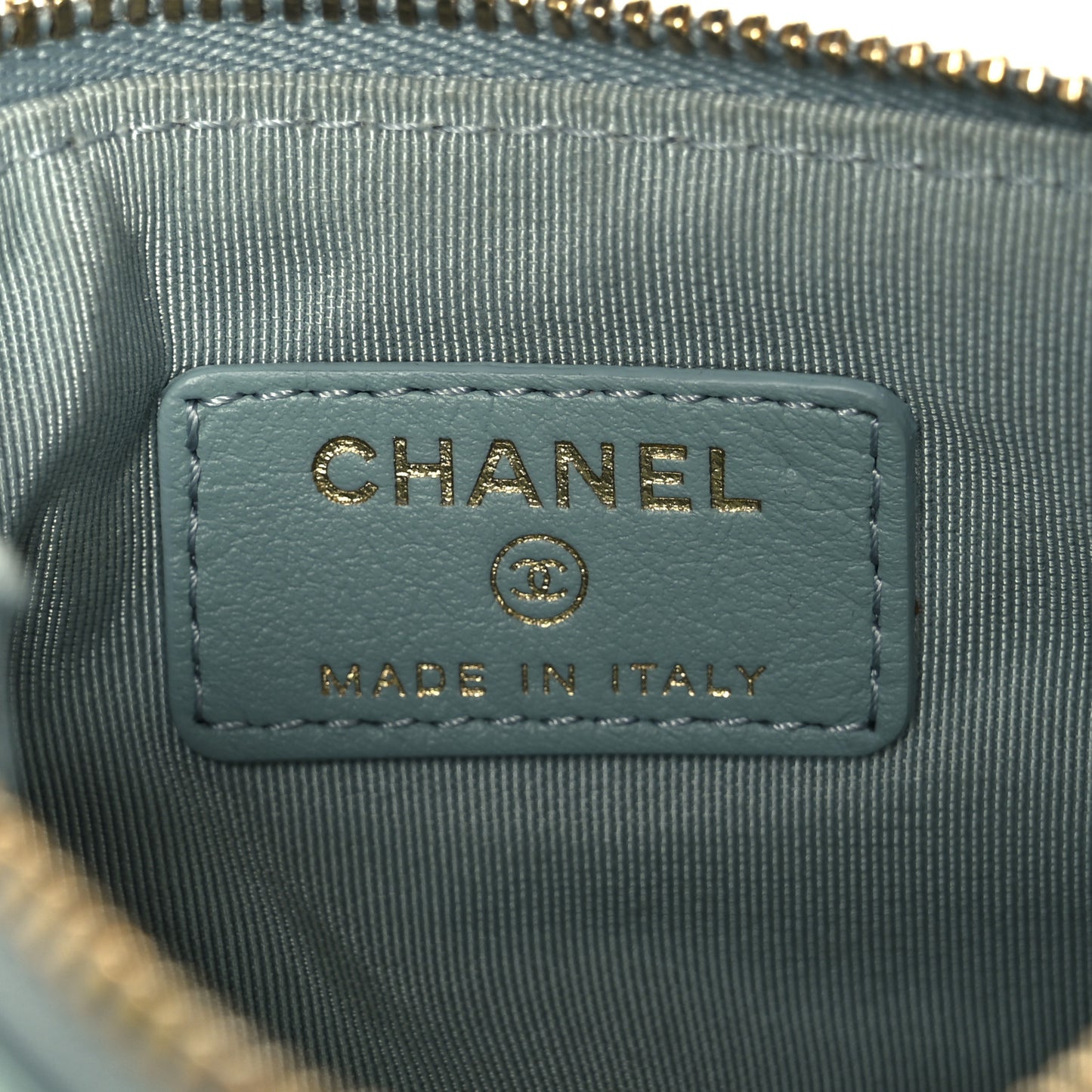 Patent Quilted Small Cosmetic Case Light Blue