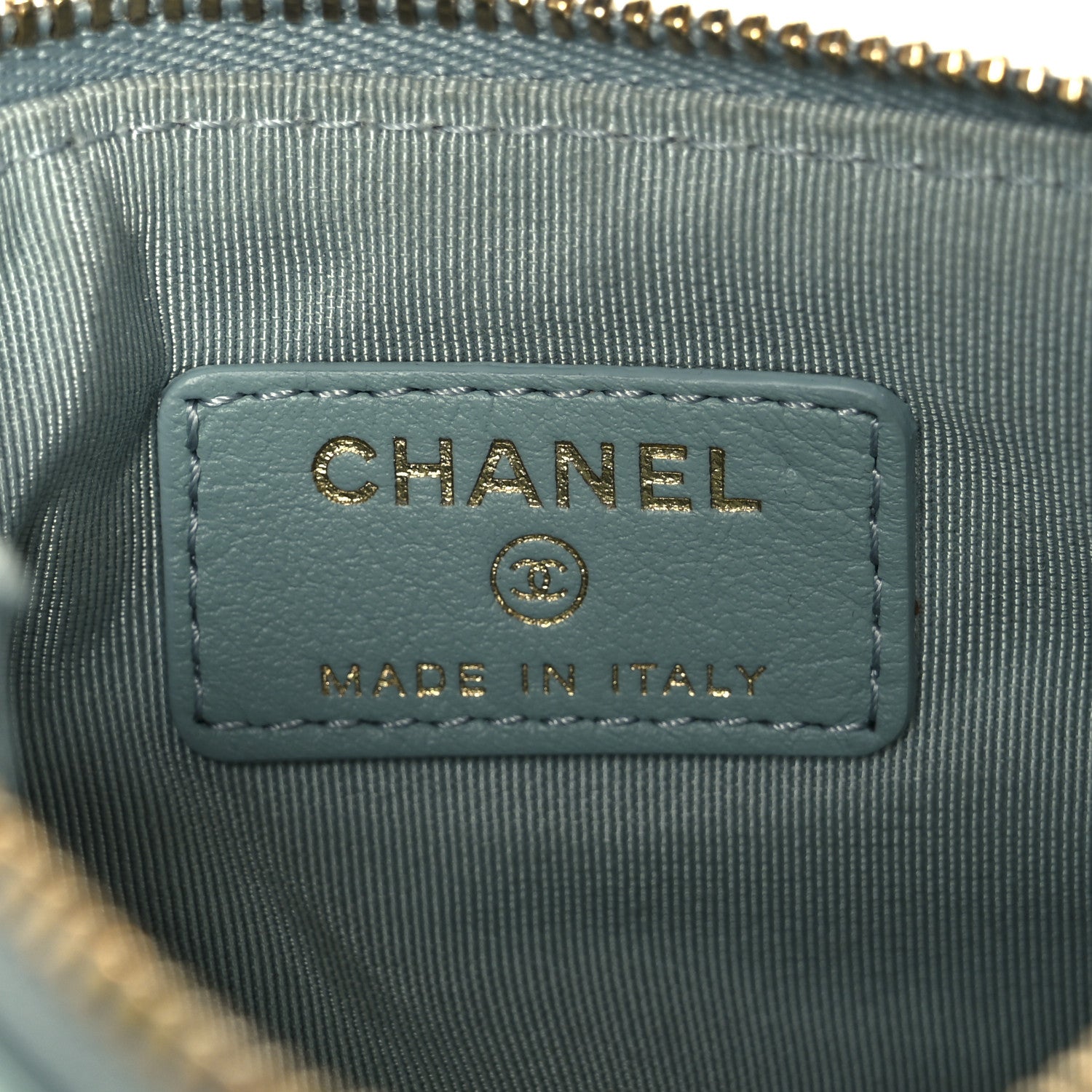 Chanel Patent Quilted Small Cosmetic Case Light Blue 6 of 9