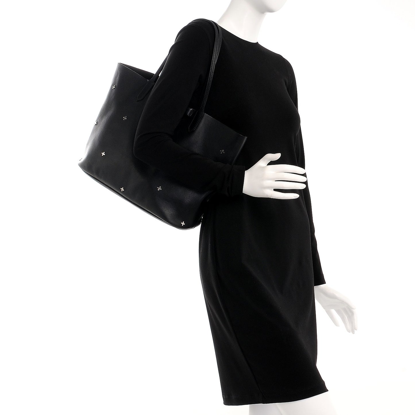 Calfskin Metal Cross Small Antigona Tote Black
