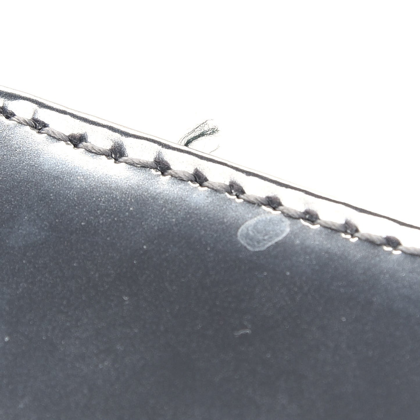 Metallic Patent Micro-Cannage Diorama Wallet on Chain Pouch Silver