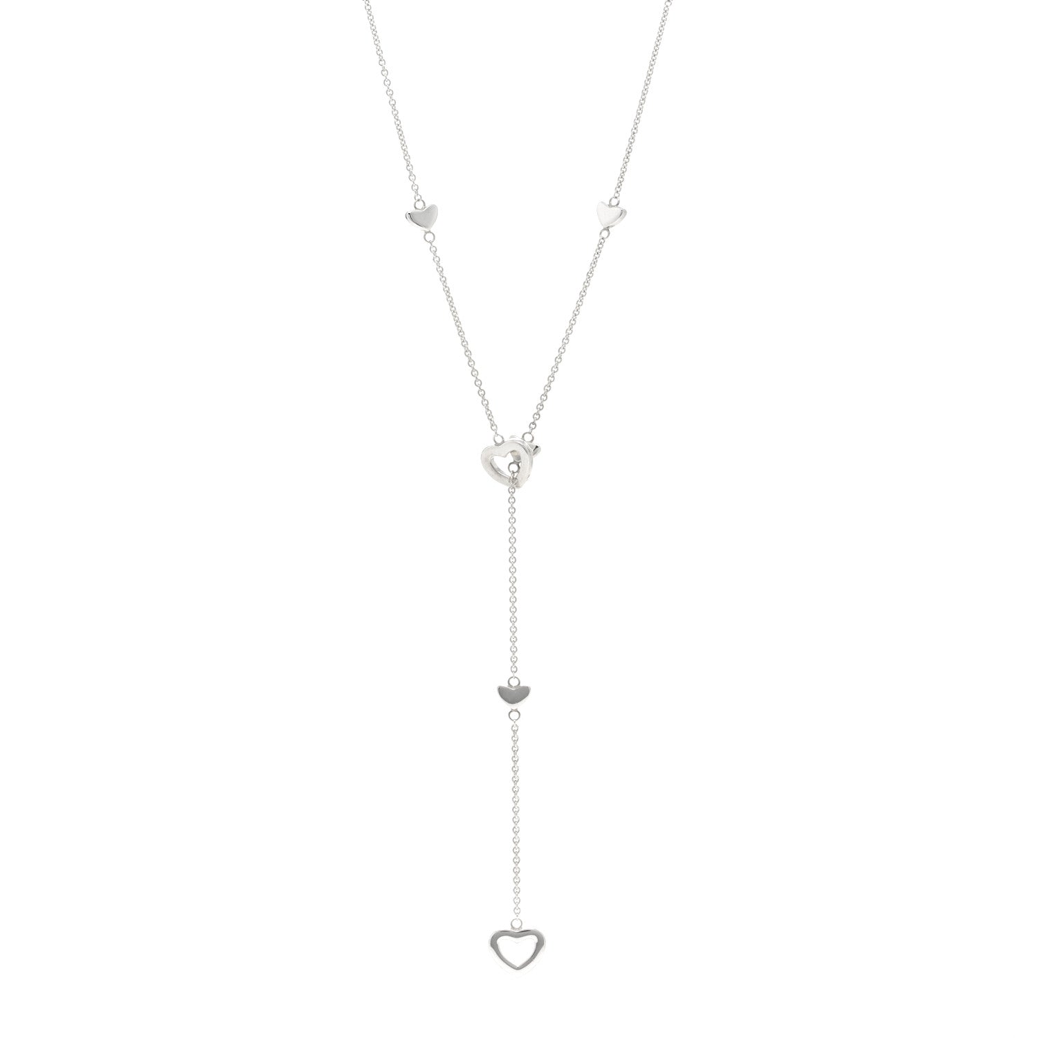 Tiffany Sterling Silver Heart Lariat Necklace 1 of 4