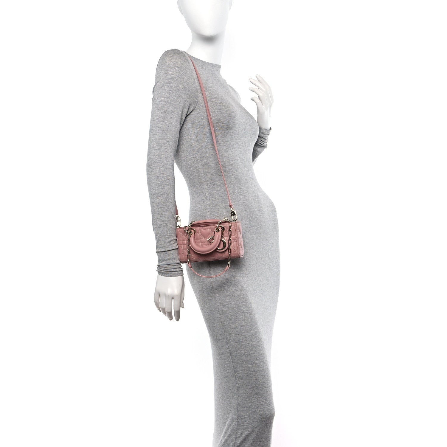 Christian Dior Lambskin Cannage Dioramour Micro Lady D-Joy Rose De Vents 2 of 11
