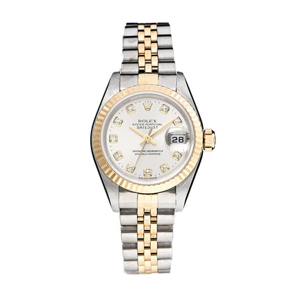 Rolex Stainless Steel 18K Yellow Gold Diamond 26mm Oyster Perpetual Datejust Watch Silver 79173 1 of 5