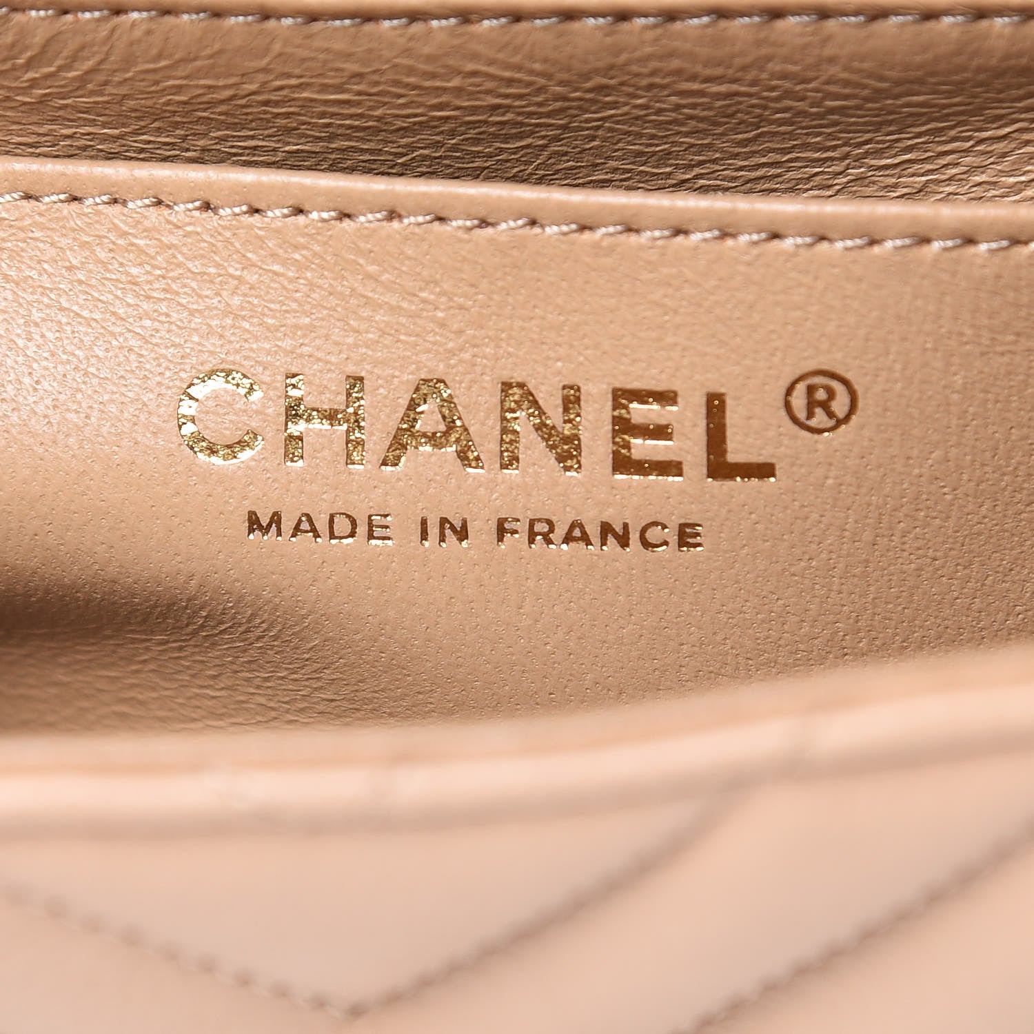 Chanel Calfskin Chevron Quilted Mini Rectangular Flap Dark Beige 7 of 11