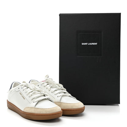 Saint Laurent Calfskin Perforated Suede SL10 Court Classic Low Top Sneakers 36.5 White 9 of 10