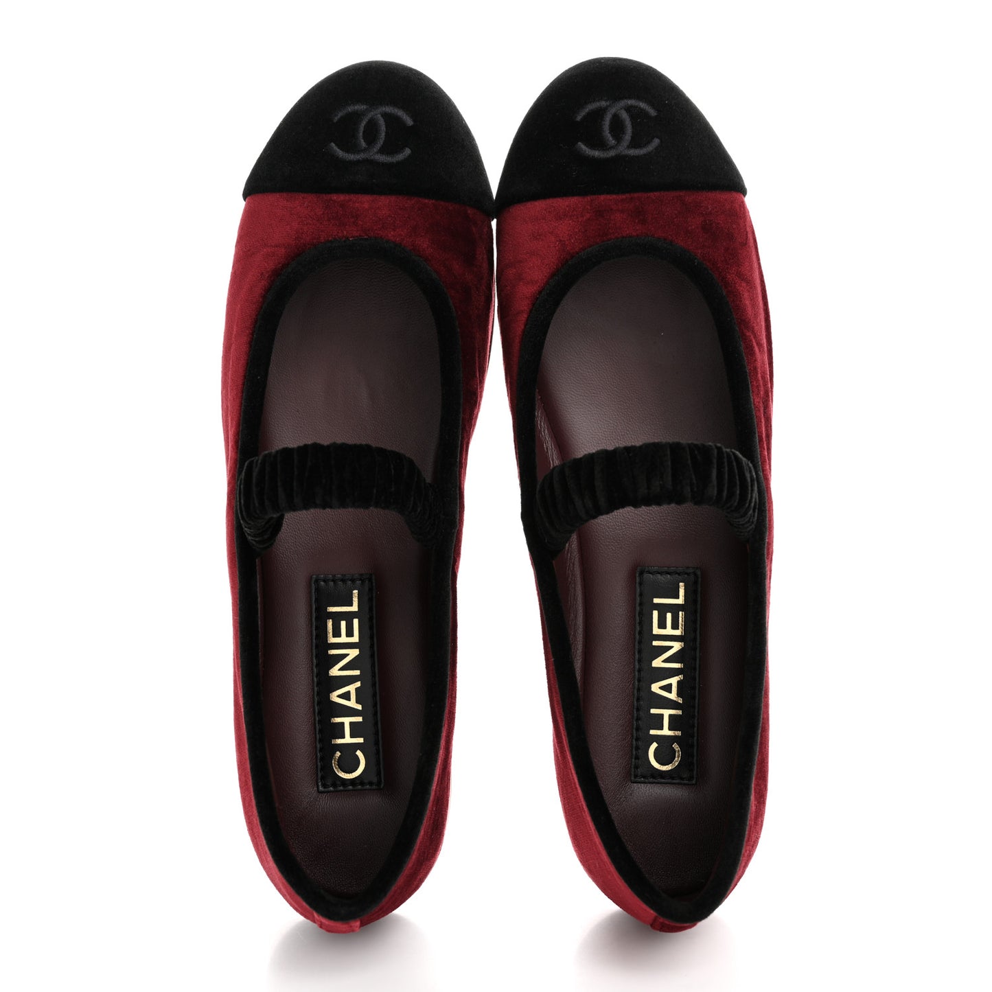 Velvet Mary Jane Flats 38 Burgundy Black