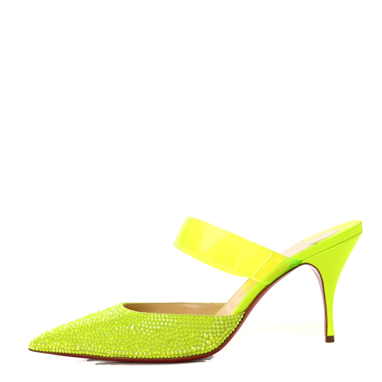 Christian Louboutin Suede PVC Fluo Matt Choc PVC Strass 80 Pumps 39 Sulfure 1 of 7