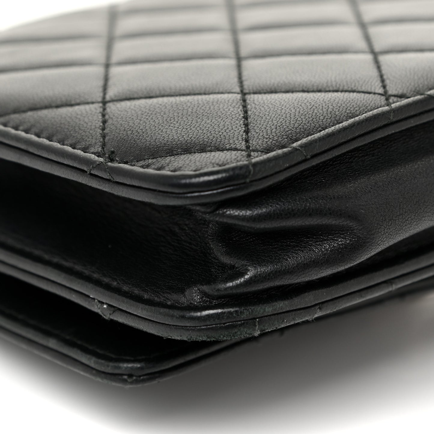 Lambskin Quilted Trendy CC Wallet On Chain WOC Black