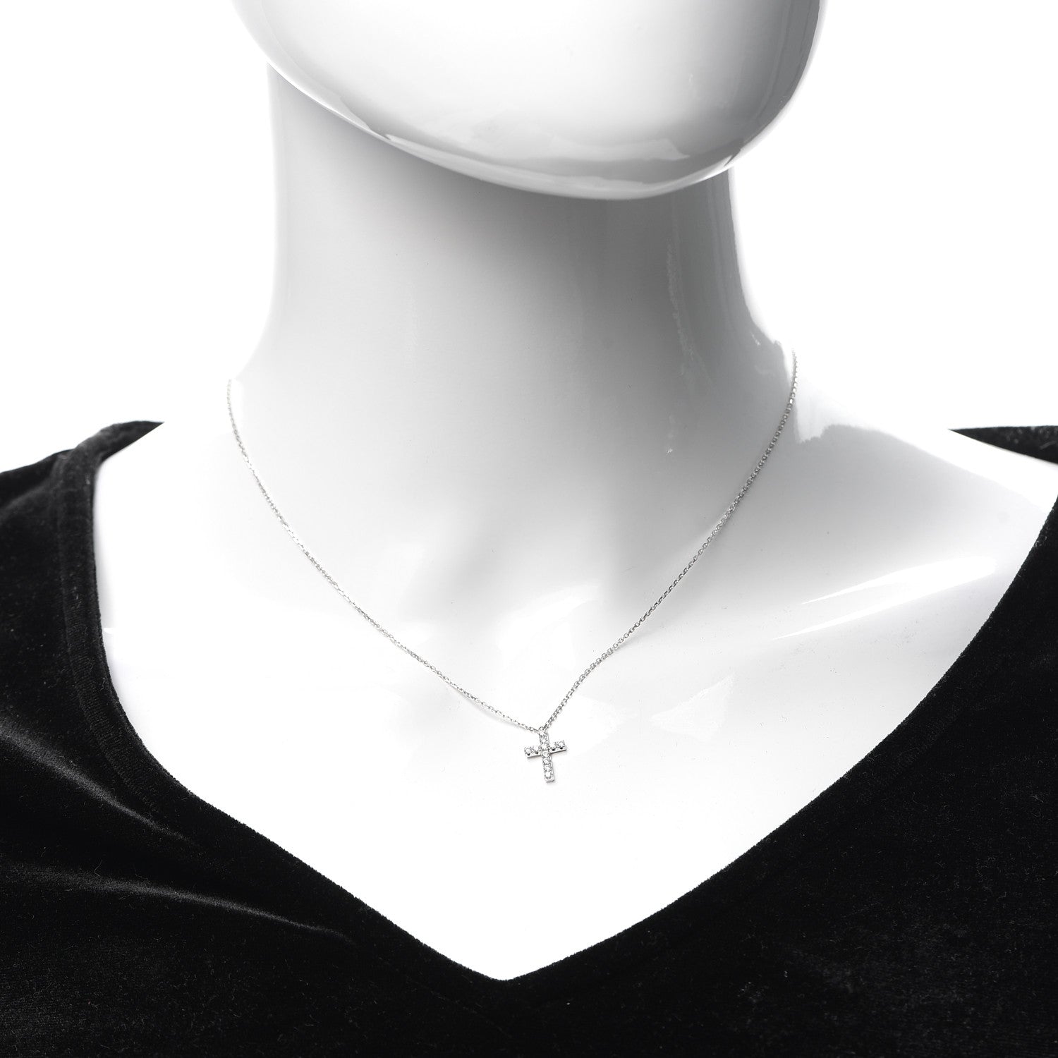 Cartier 18K White Gold Diamond Symbols Cross Pendant Necklace 2 of 5