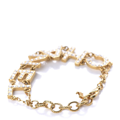 Chanel Metal Crystal 90's Icon Logo Bracelet Gold 3 of 5