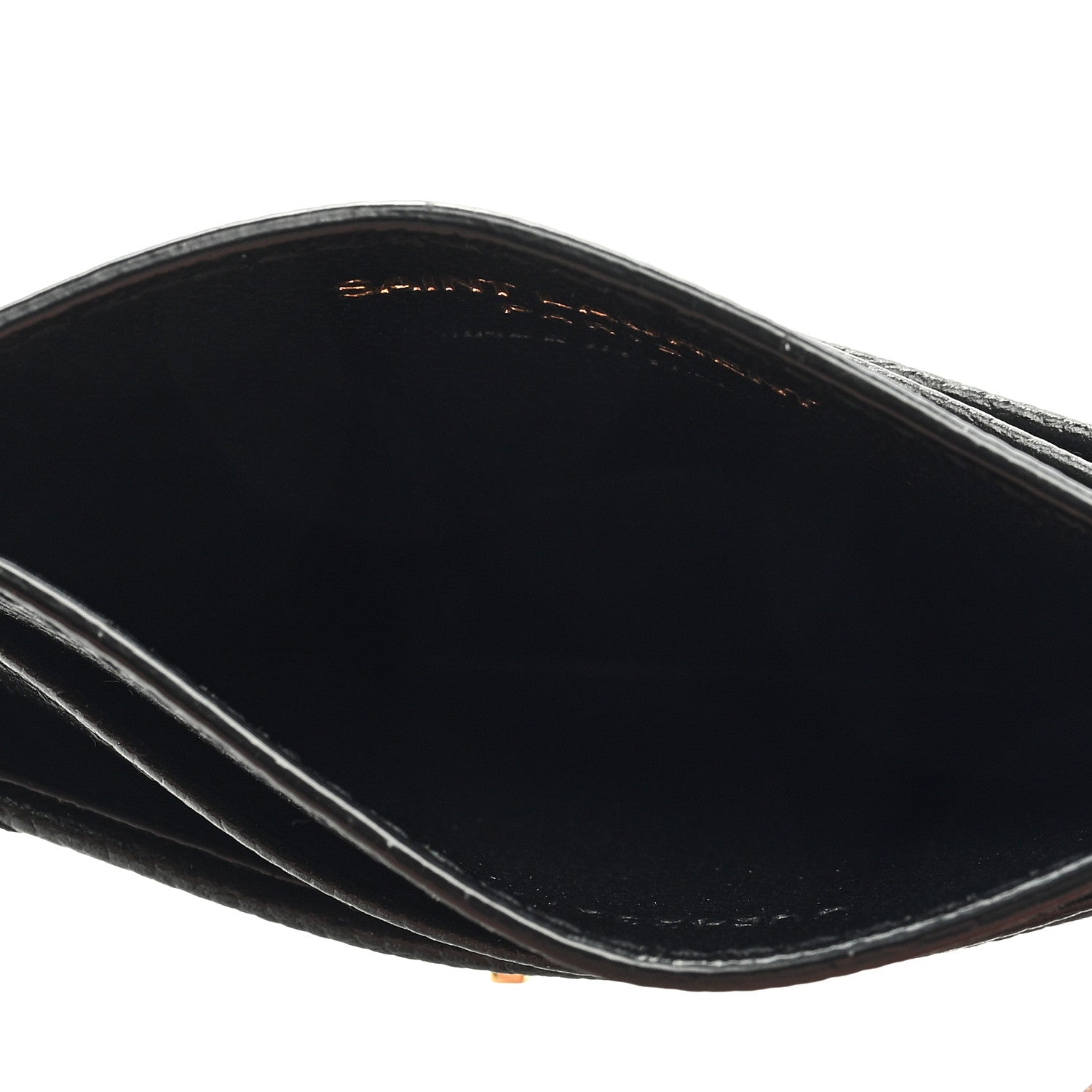 Saint Laurent Grain De Poudre Matelasse Chevron Monogram Credit Card Case Black 5 of 6