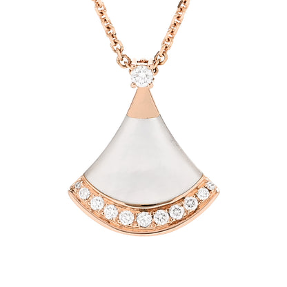 Bulgari 18K Rose Gold Diamond Mother of Pearl Divas' Dream Pave Pendant Necklace 4 of 6