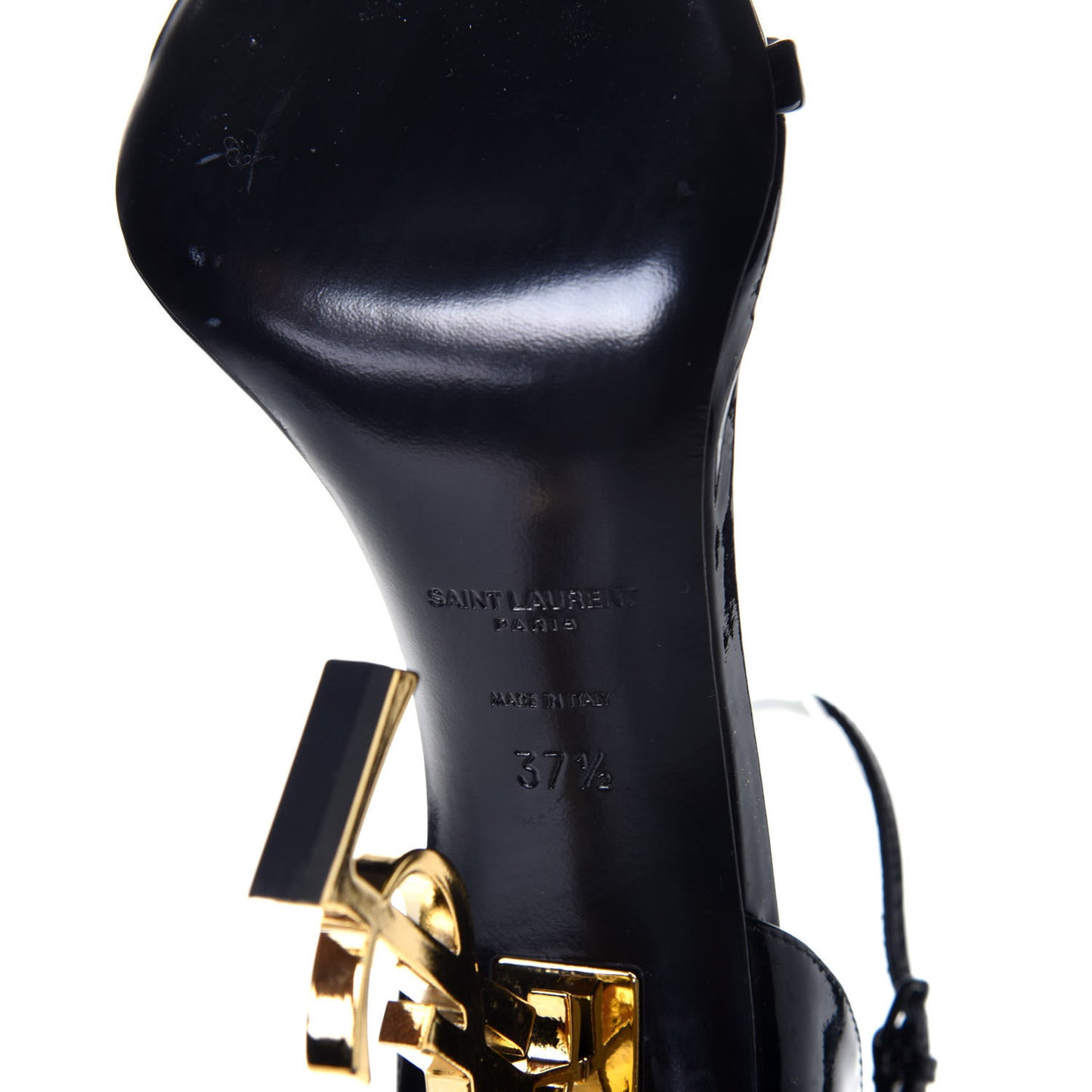 Patent Calfskin Opyum 110 Sandals 37.5 Black Gold