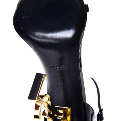 Saint Laurent Patent Calfskin Opyum 110 Sandals 37.5 Black Gold 7 of 8