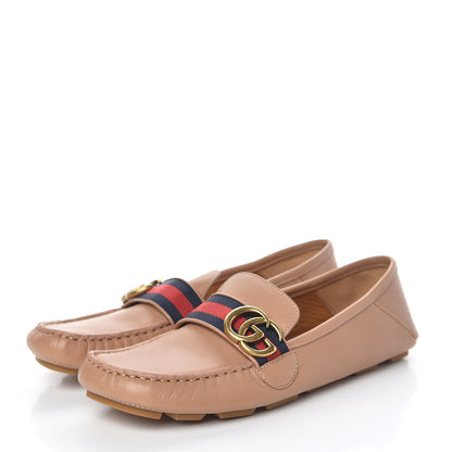 Gucci Calfskin Web Womens Driver Loafers 39 Camelia 3 of 10