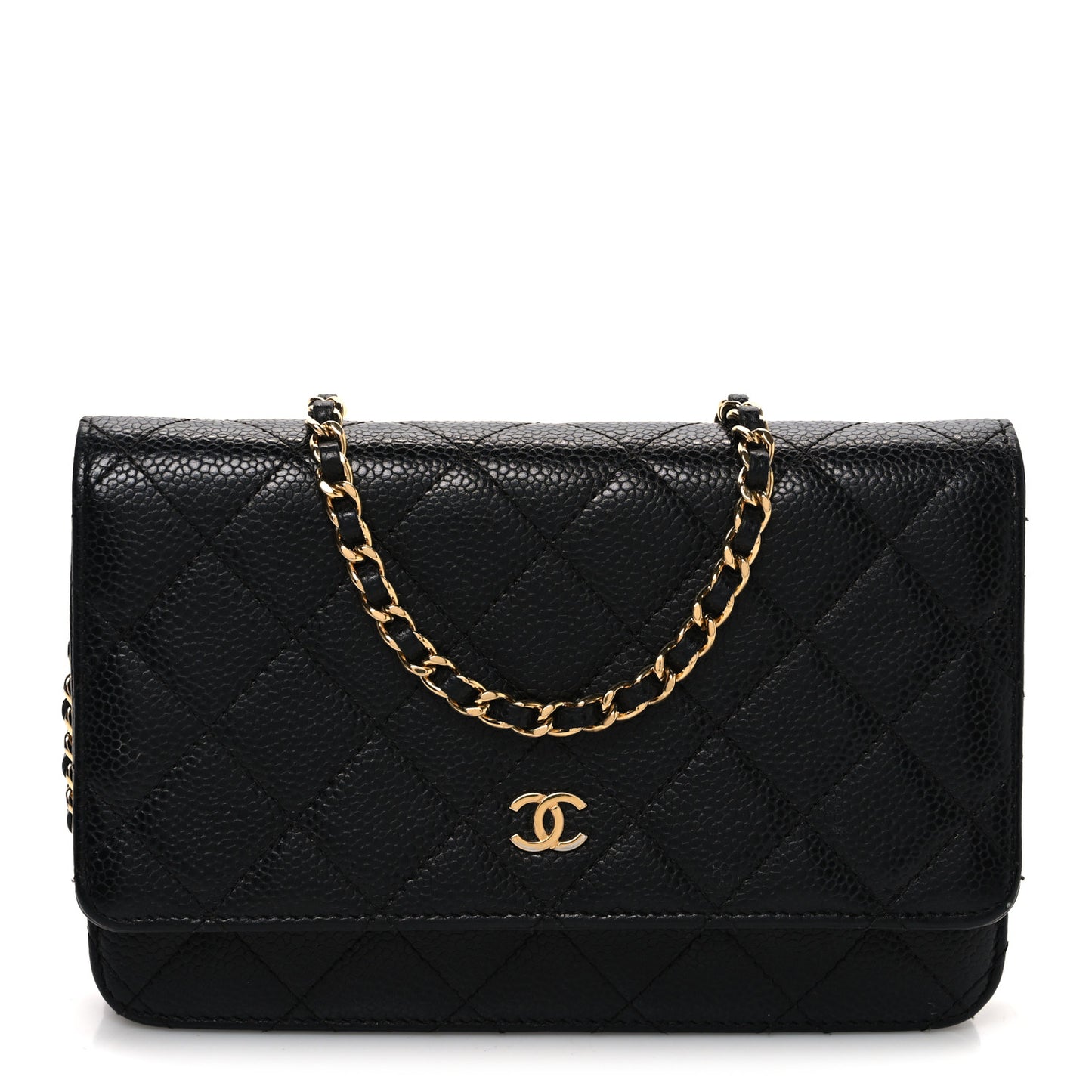 Caviar Quilted Wallet on Chain WOC Black