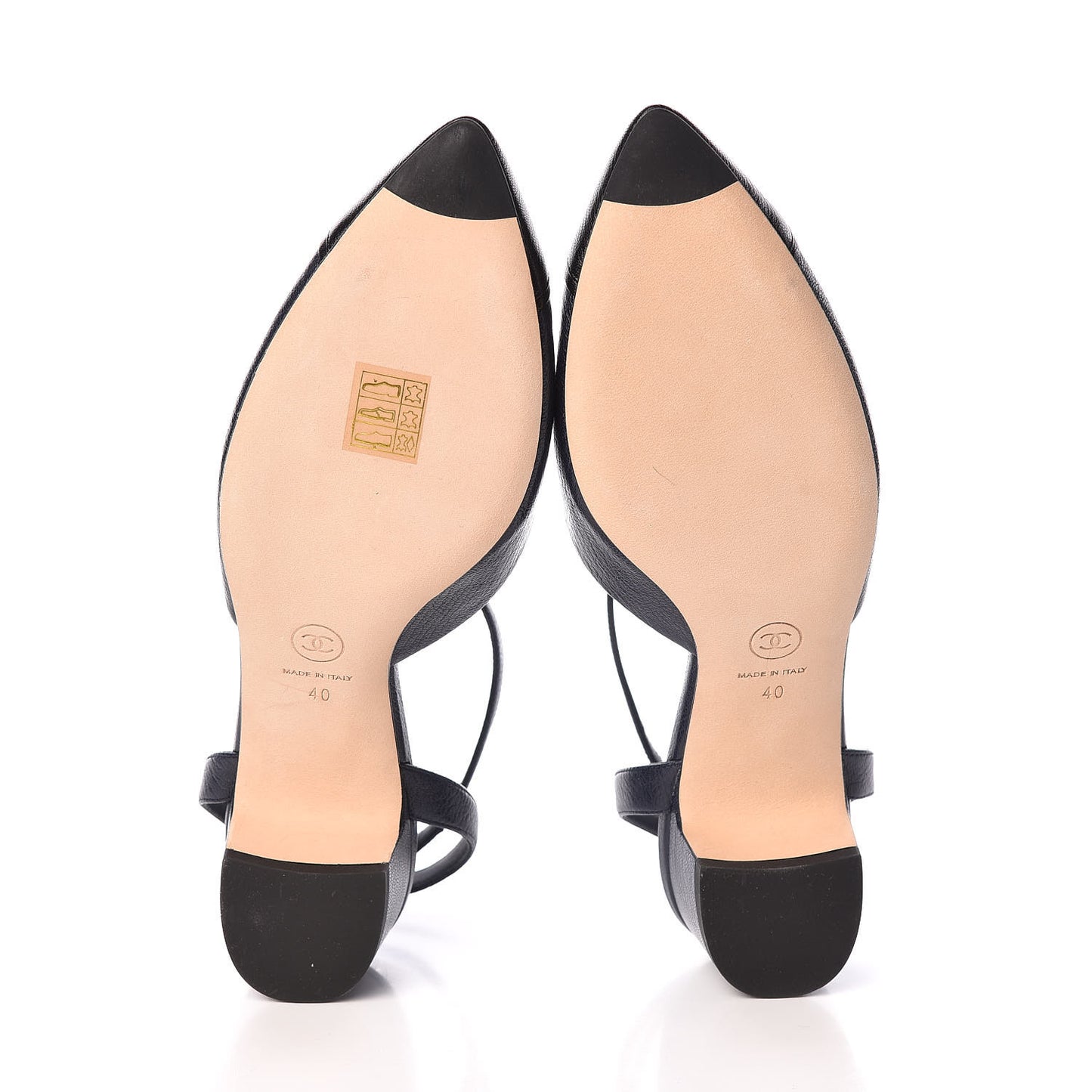 Goatskin Cap Toe CC Slingback Pumps 40 Navy Black