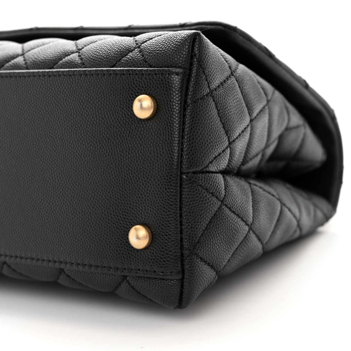 Caviar Lizard Embossed Quilted Small Coco Handle Flap Black