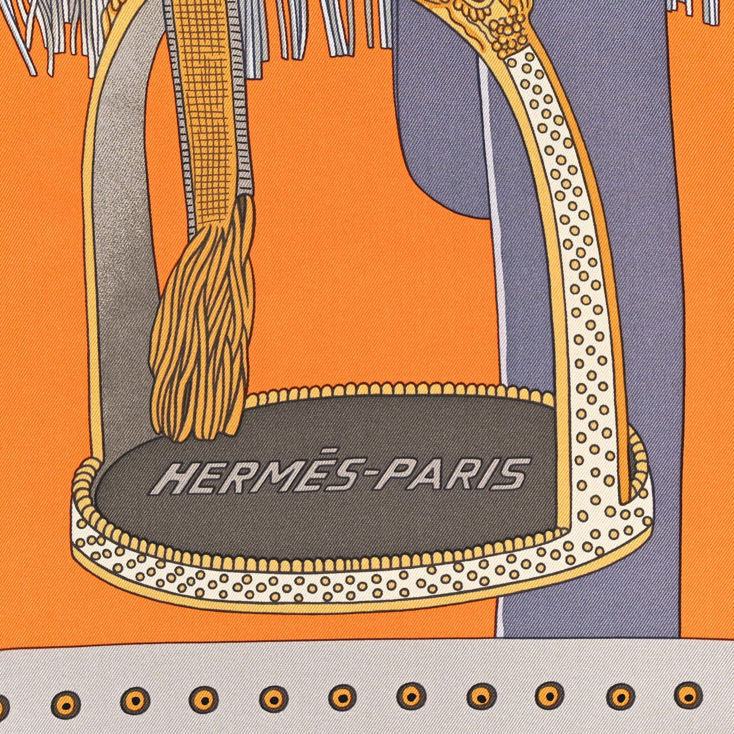 Silk Selle De Dignitaire Scarf 90 Gris Orange Miel
