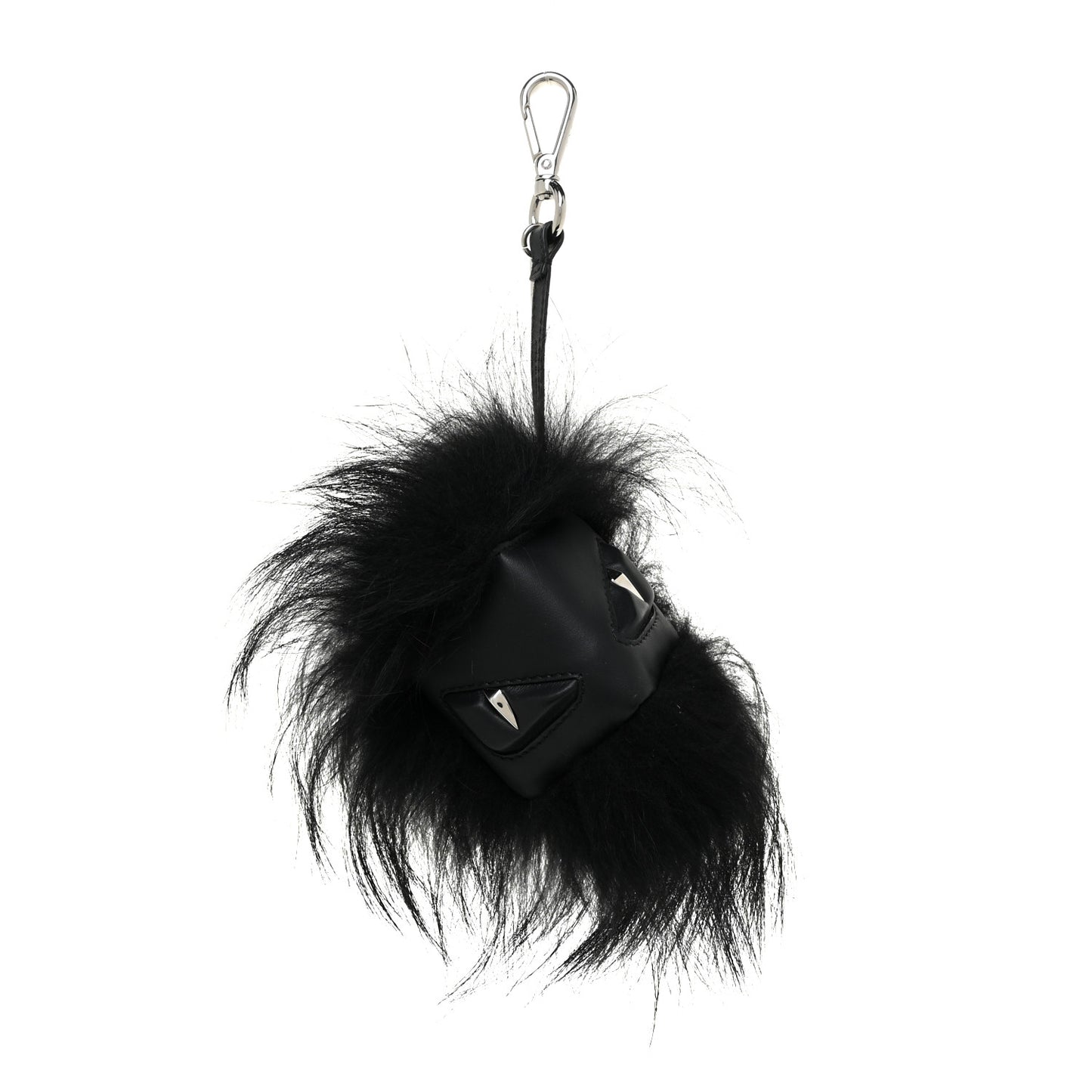 Fox Fur Calfskin Monster Bag Bug Cube Charm Black