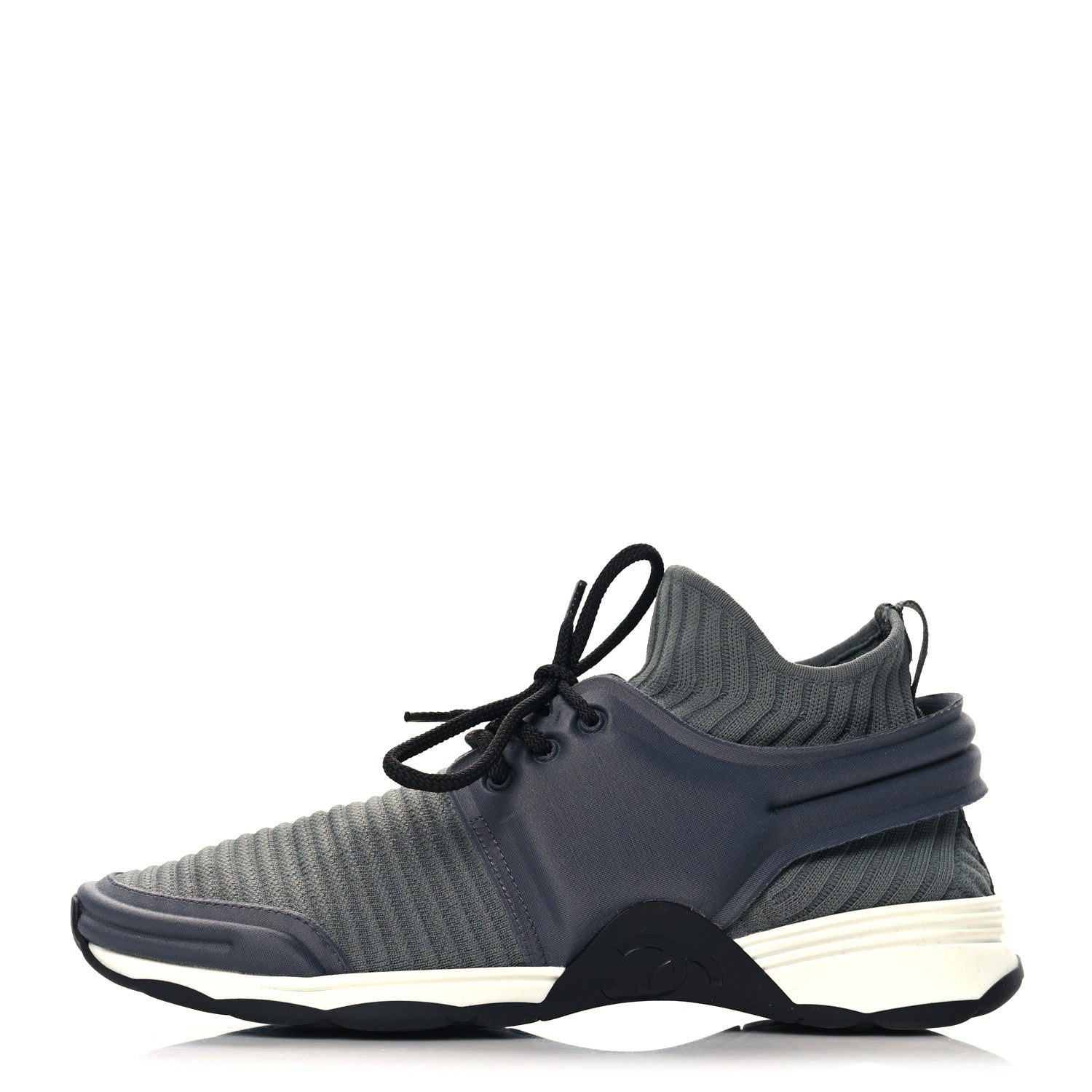 Chanel Stretch Fabric CC Sneakers 39.5 Grey 1 of 10