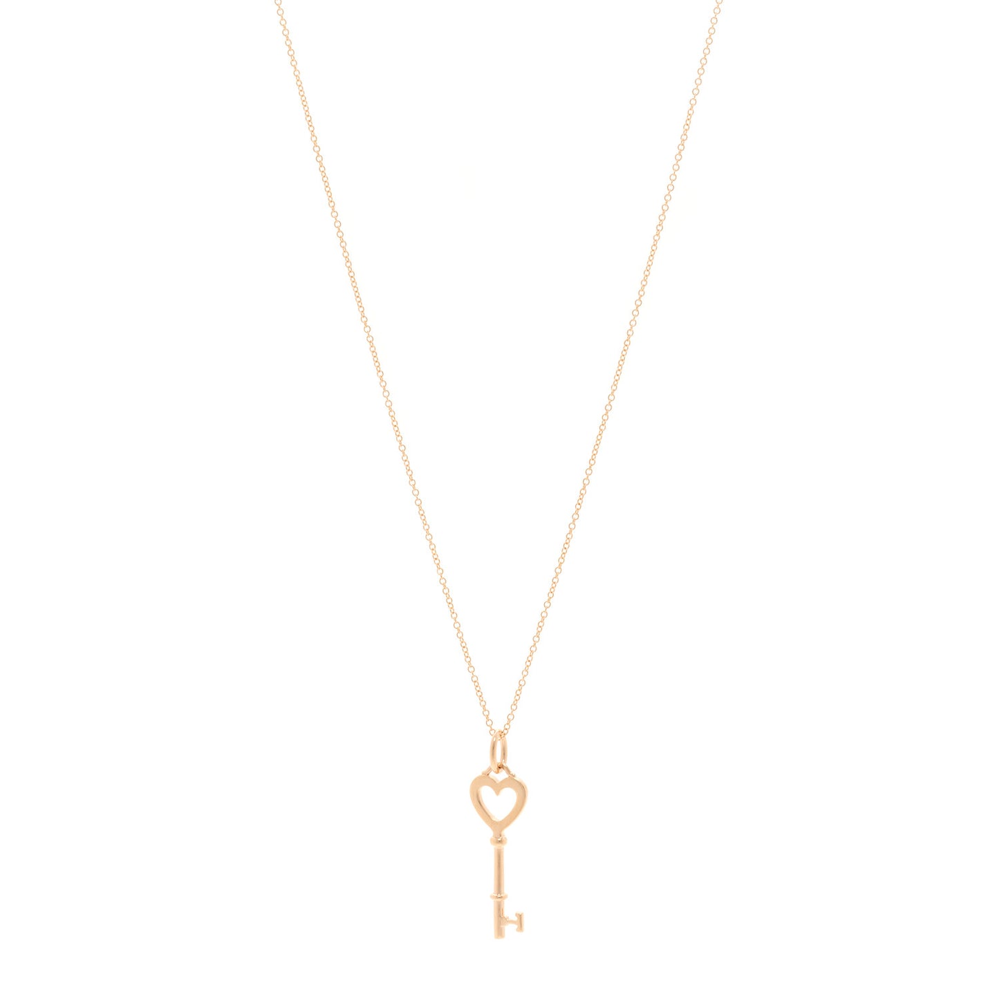 18K Rose Gold Mini Heart Key Pendant Necklace