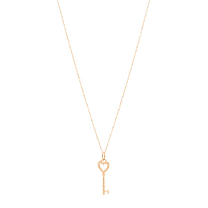 Tiffany 18K Rose Gold Mini Heart Key Pendant Necklace 1 of 6