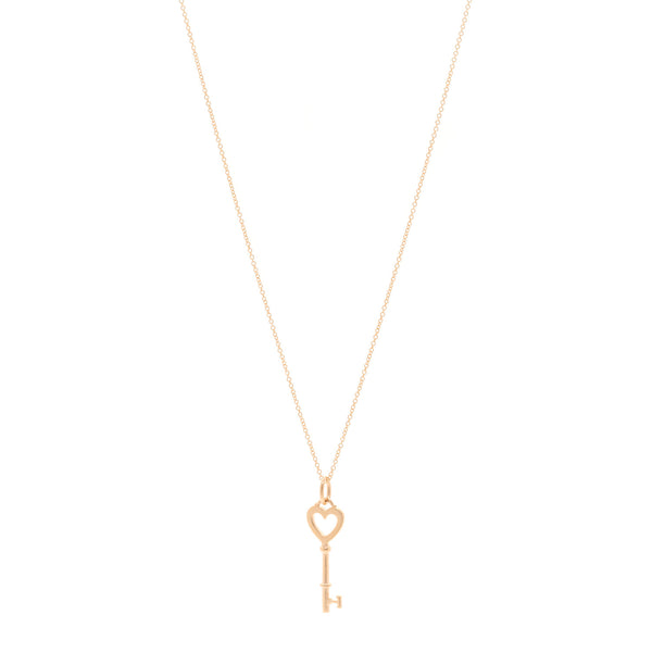Tiffany 18K Rose Gold Mini Heart Key Pendant Necklace 1735552