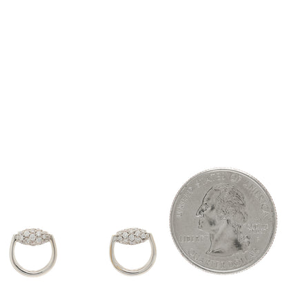 Gucci 18K White Gold Diamond Horsebit Earrings 2 of 5