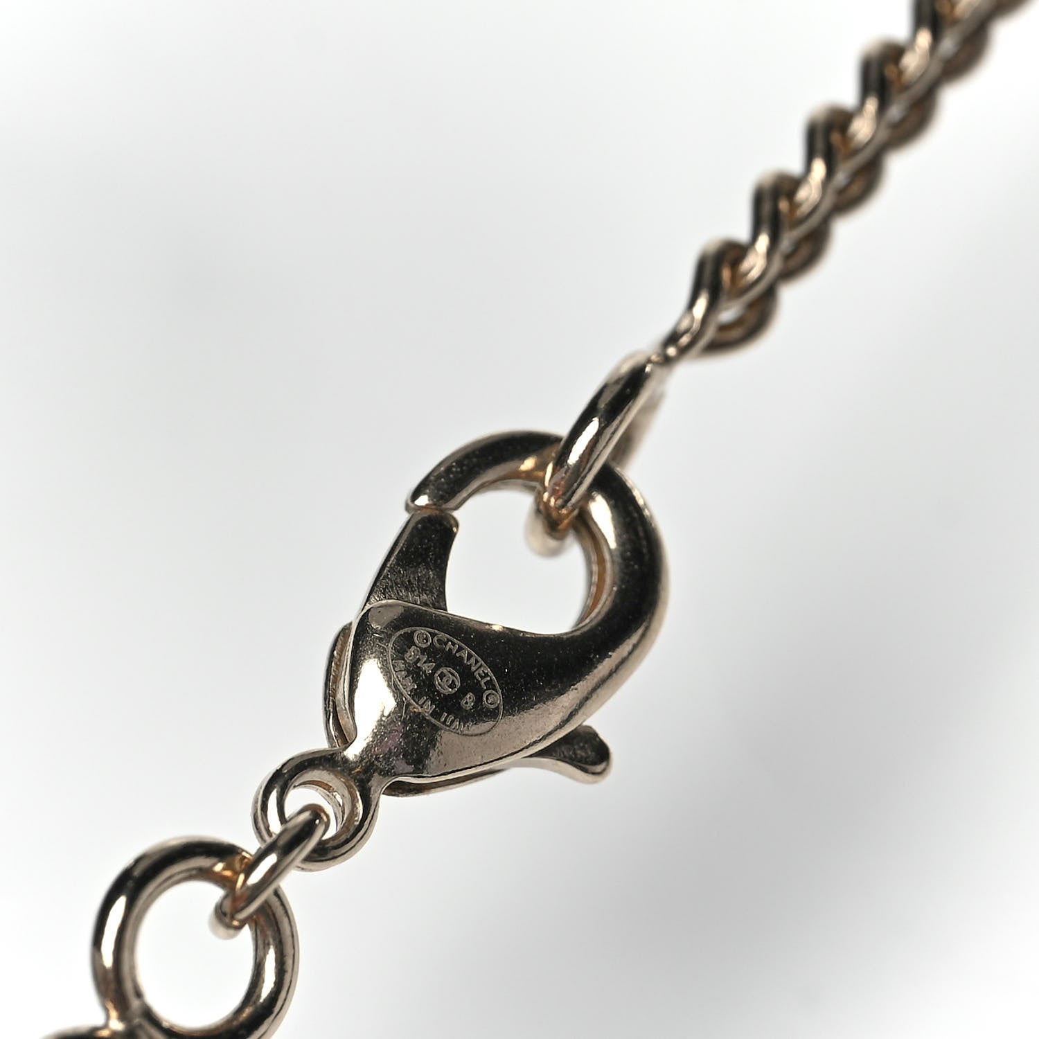 Chanel Pearl Crystal CC Pendant Necklace Gold 4 of 4