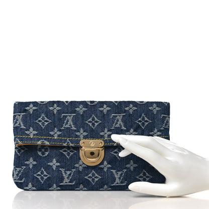 Louis Vuitton Monogram Denim Pochette Plat Clutch Blue 2 of 6