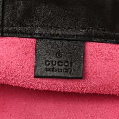 Gucci Grained Calfskin Logo Drawstring Backpack Box Pink Green Black 7 of 11