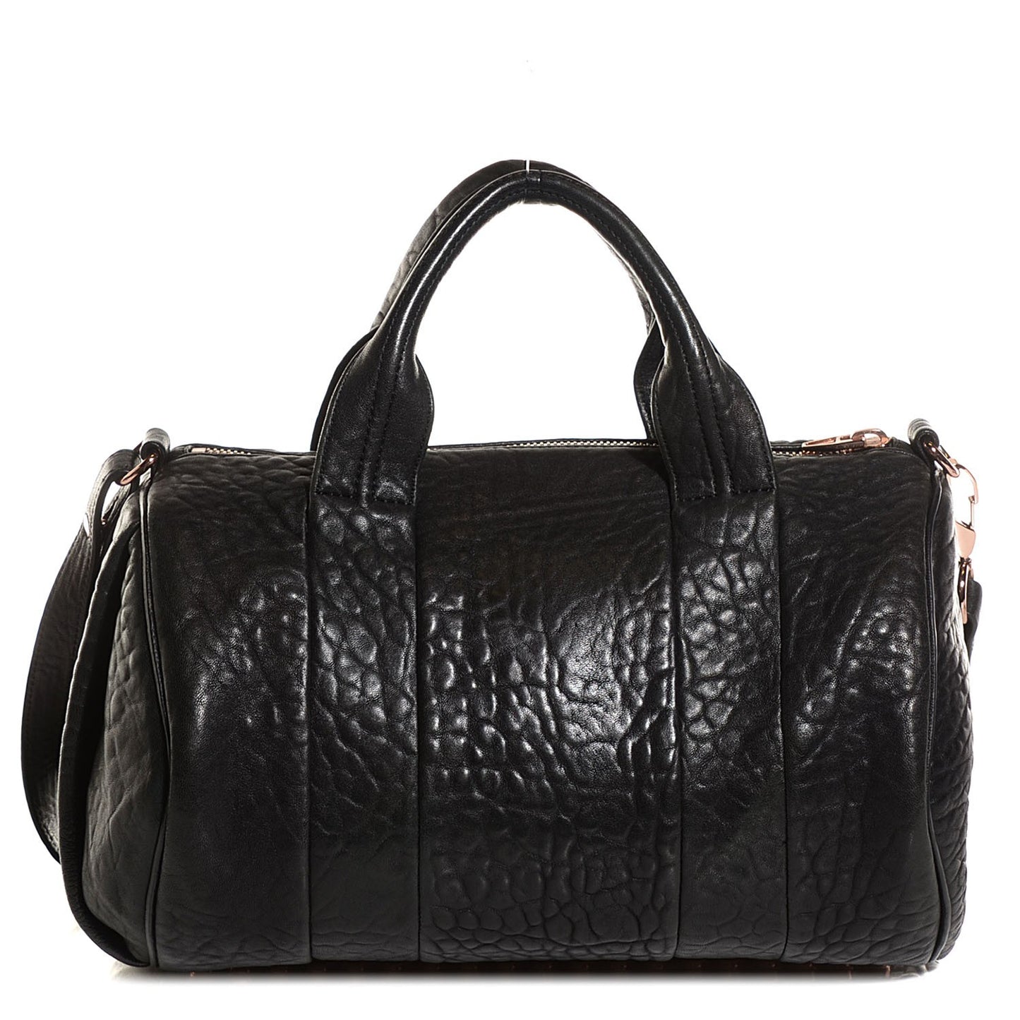 Pebbled Lambskin Rocco Black Rose Gold Hardware