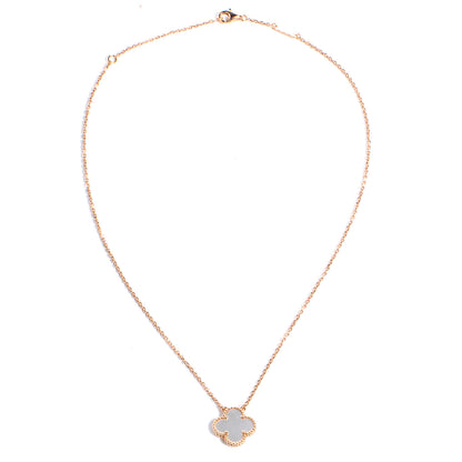 Van Cleef & Arpels 18K Rose Gold Mother of Pearl Vintage Alhambra Pendant Necklace 5 of 6