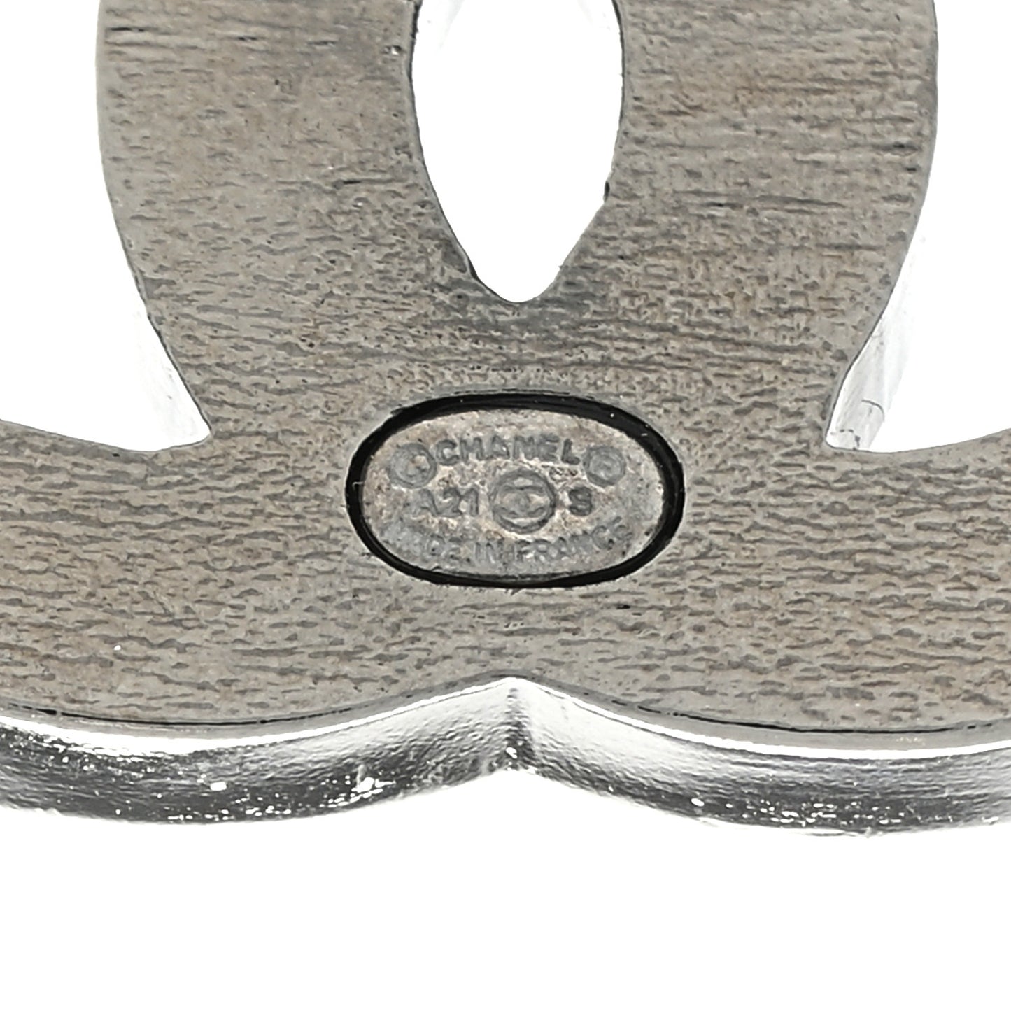 Enamel Crystal CC Earrings Black Silver