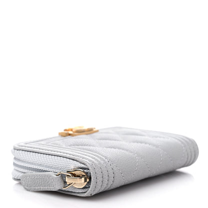 Chanel Caviar Quilted Boy Zip Around Coin Purse Wallet Grey 4 of 9