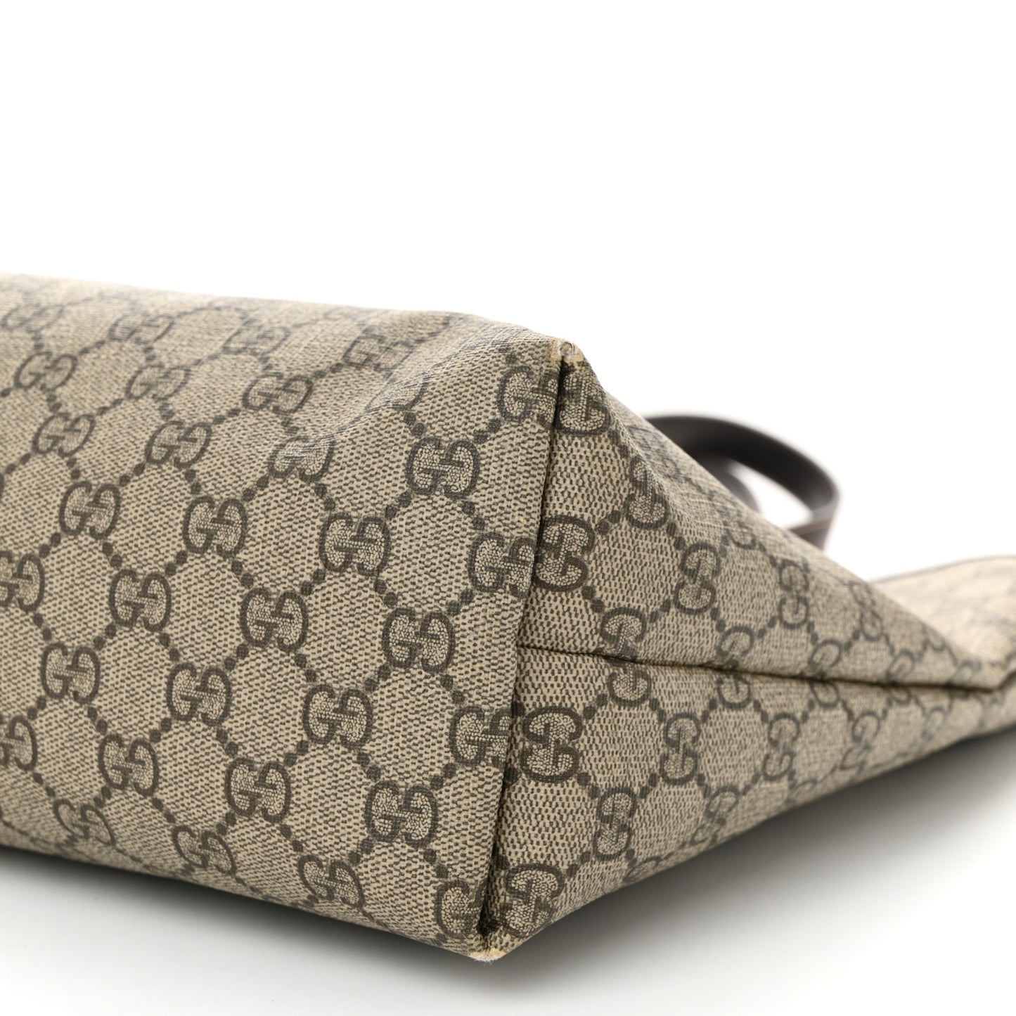 GG Supreme Monogram Medium Zippered Shopping Tote Dark Brown