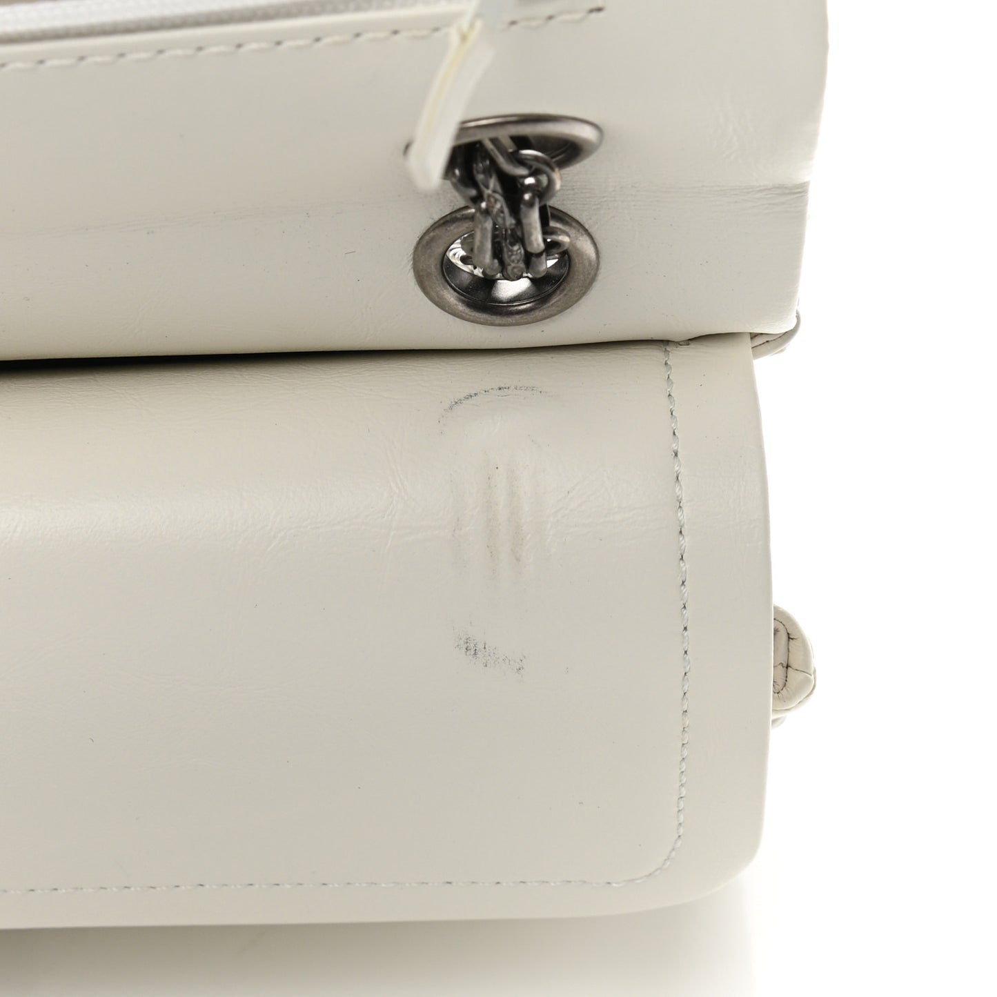 Aged Calfskin Quilted 2.55 Reissue 225 Flap White