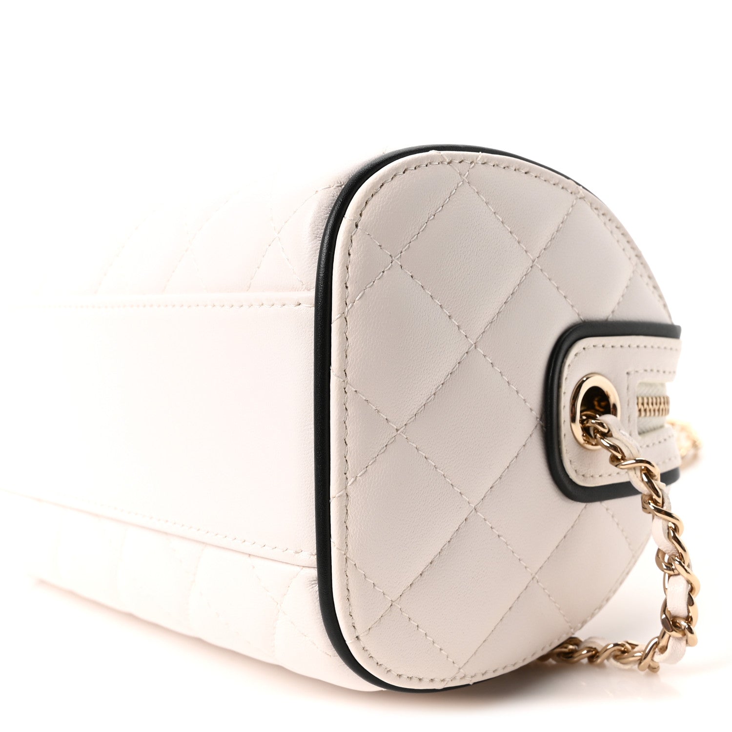 Chanel Lambskin Quilted Barrel Clutch With Chain White 10 of 11