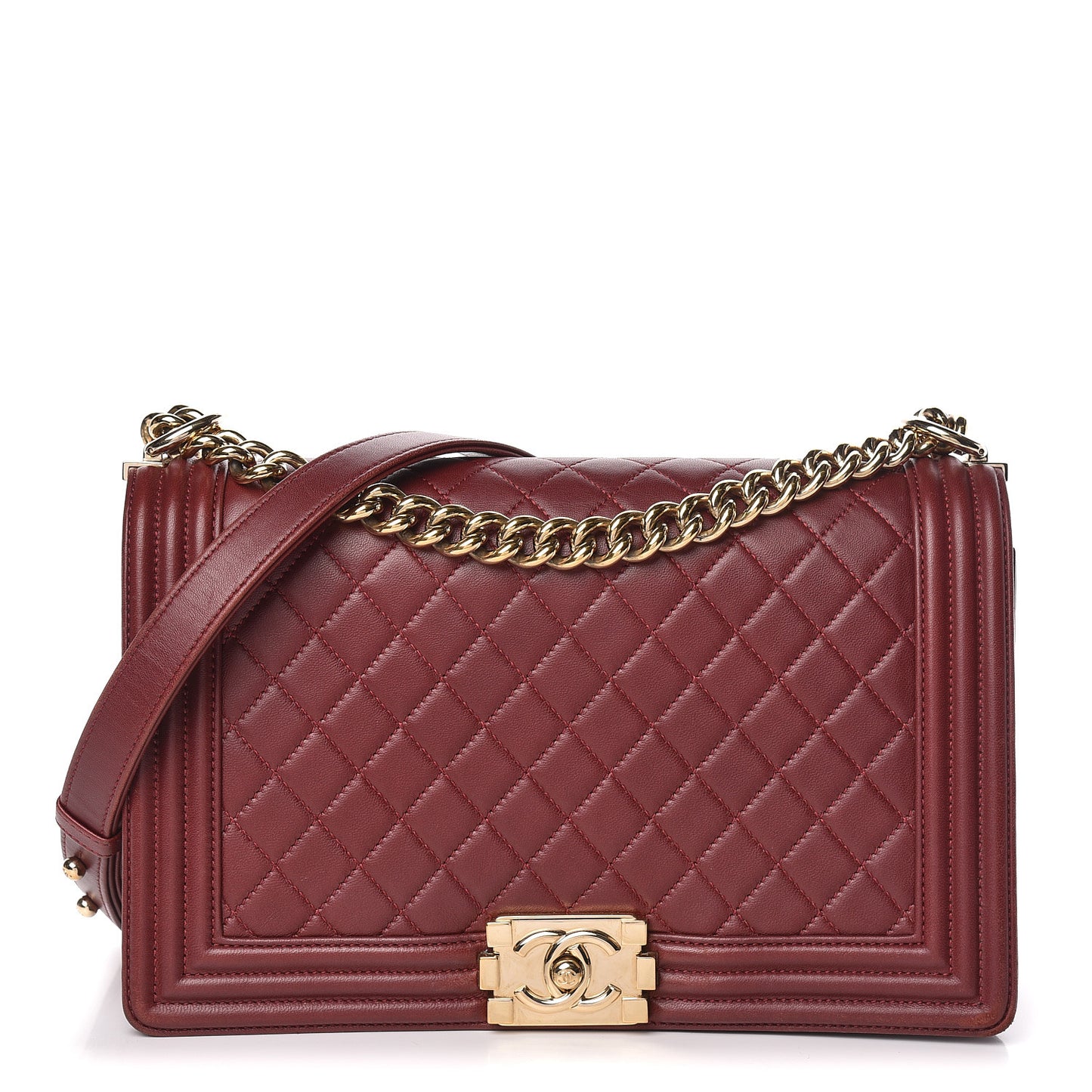 Lambskin Quilted New Medium Boy Flap Red