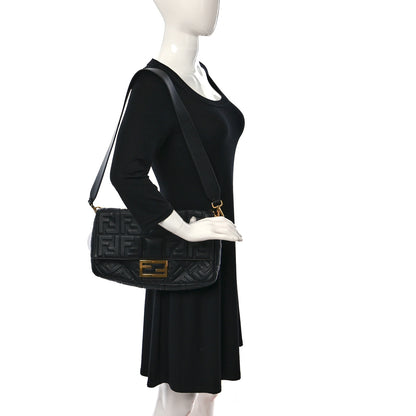 Fendi Nappa FF 1974 Embossed Large Baguette Black 2 of 8