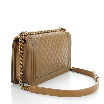 Chanel Lambskin Quilted New Medium Boy Flap Light Brown 3 of 8