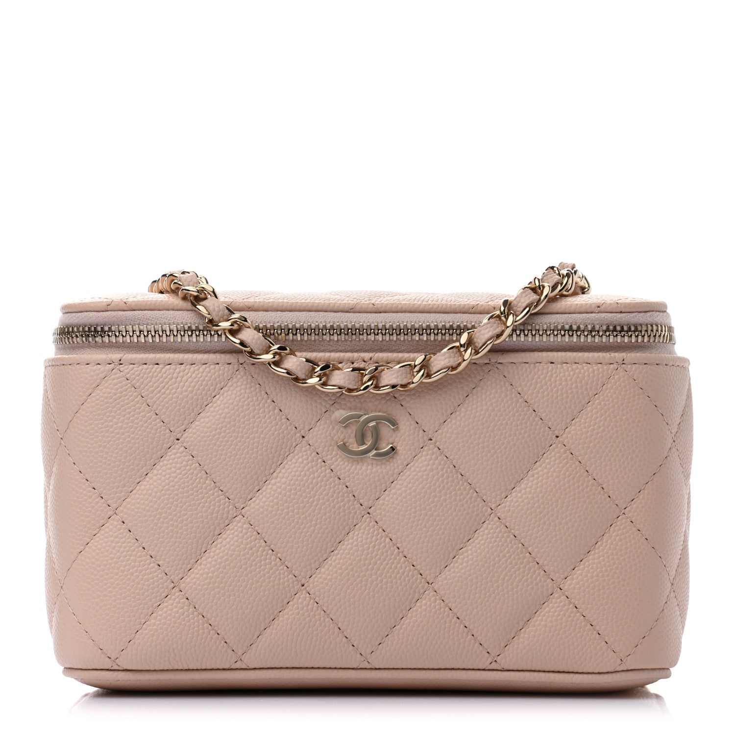 Chanel Caviar Quilted Small Vanity Case With Chain Light Beige 1 of 9