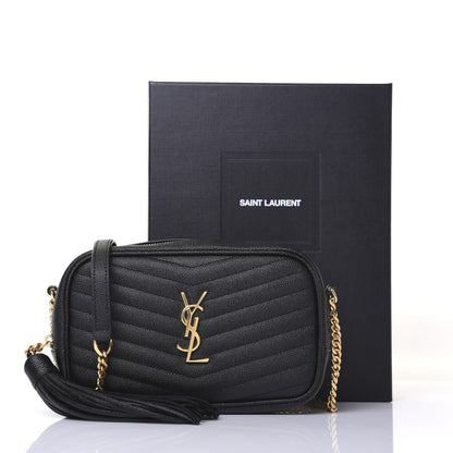 Saint Laurent Grain De Poudre Matelasse Monogram Mini Lou Camera Bag Black 15 of 15