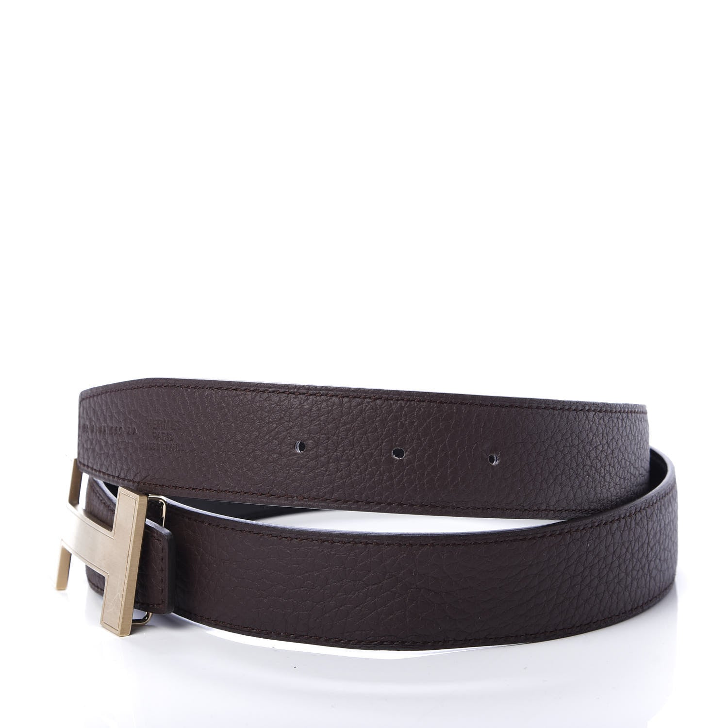 Hermes Box Togo 32mm Quizz H Belt 85 Black Chocolate 4 of 6