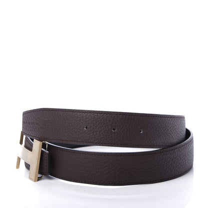 Hermes Box Togo 32mm Quizz H Belt 85 Black Chocolate 4 of 6